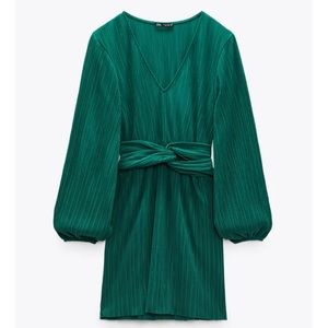 Zara pleated knotted dress